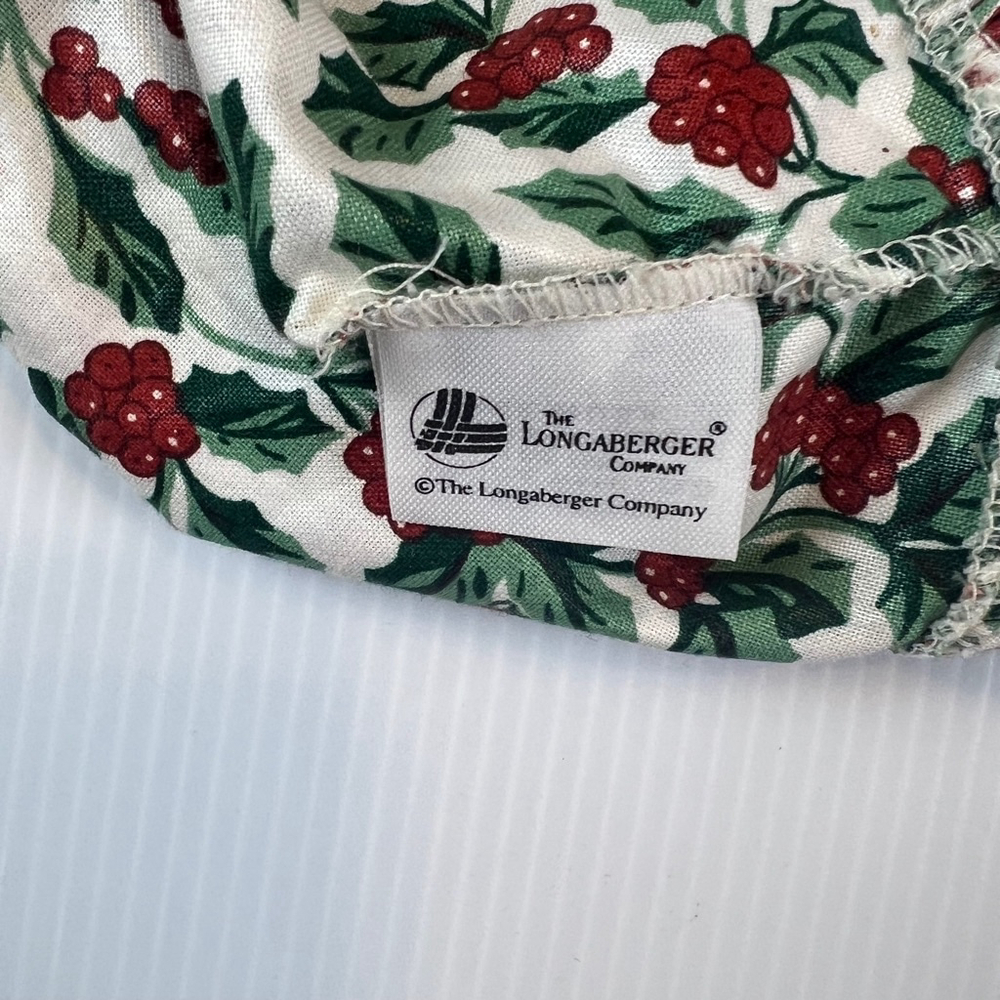 Longaberger Tea Basket Liner in Traditional Holly Pattern - Picture 3 of 10